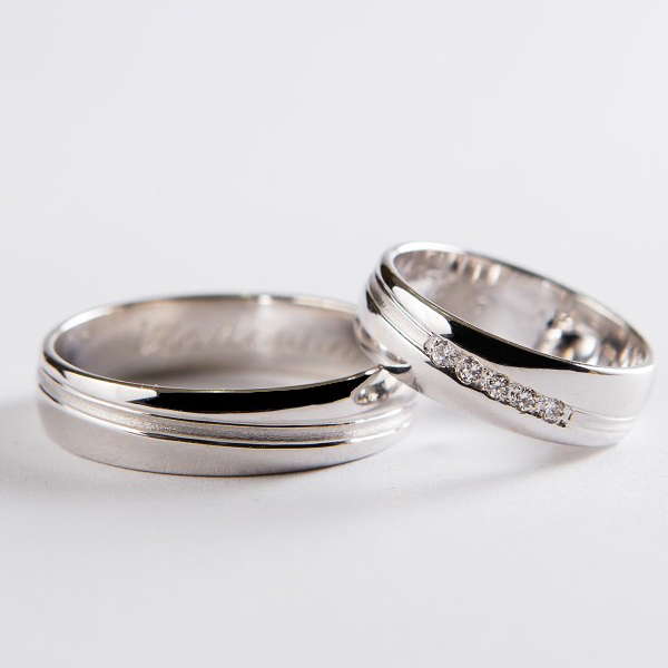 Elegantní snubní prsteny č. 4 z bílého zlata